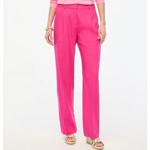 J. Crew Pink Pleated Wide Leg Trouser Pants Womens Size 4 High Rise Cuffed Hem